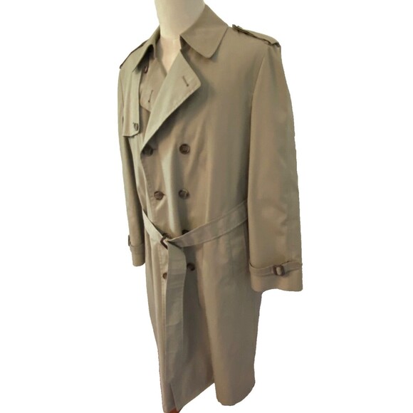 Vintage LONDON FOG Men’s 40 Reg - Double Breasted Trench Coat Belted Liner Beige - Picture 4 of 16